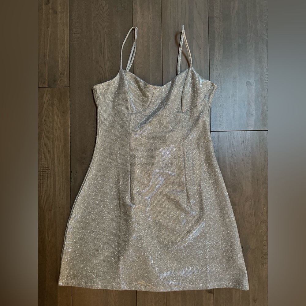 H&M Shimmering Silver Mini Dress